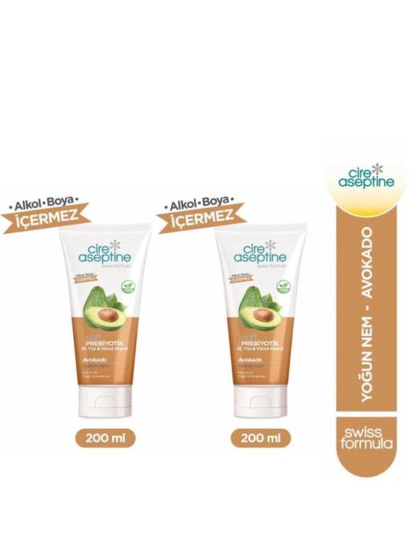Cire Aseptine Soft Prebiyotik Avokado El,Yüz ve Vücut Kremi 200 Ml 2 Adet ürün görseli 1