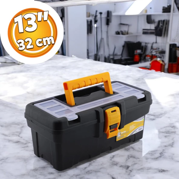 Bölmeli Taşınabilir Kulplu Takım Çantası Alet Çanta 32 cm Plastik Açma Kapatmalı 13'' İnç Organizer ürün görseli 1