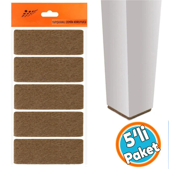 Zemin Koruyucu Masa Sandalye Parke Keçe Yapışkanlı Dikdörtgen 40x90 mm (5'Li PAKET) ürün görseli 1