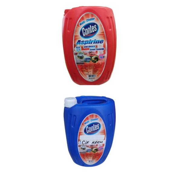 CONTES ASPİRİNE ÇOK AMAÇLI GENEL TEMİZLİK 5 KG & CONTES CİF KREM TEMİZLEYİCİ 5 KG ürün görseli 1