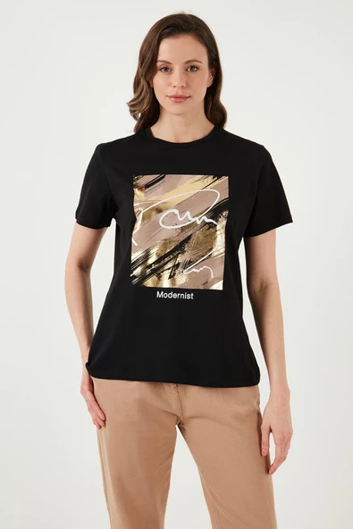 FASHION FRIENDS KADIN BASKILI T-SHİRT 24Y0698K1 ürün görseli 1