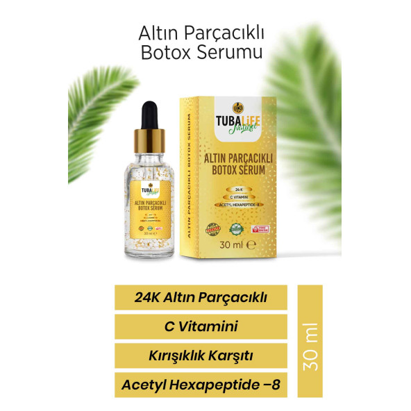 Tubalife 24k Altın Parçacıklı Kırışıklık Karşıtı Botoks Etkili Cilt Bakım Serumu 30 ml ürün görseli 1