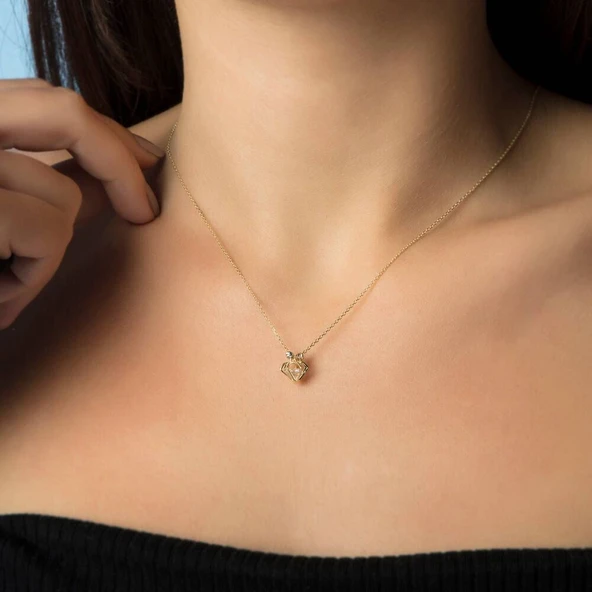 Tektaş Altın Kolye 14K Dorikalı - Resim 2