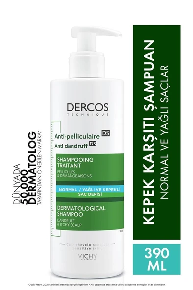 Vichy Dercos Normal ve Yağlı Saçlar Kepek Karşıtı 390 ml Şampuan ürün görseli 1