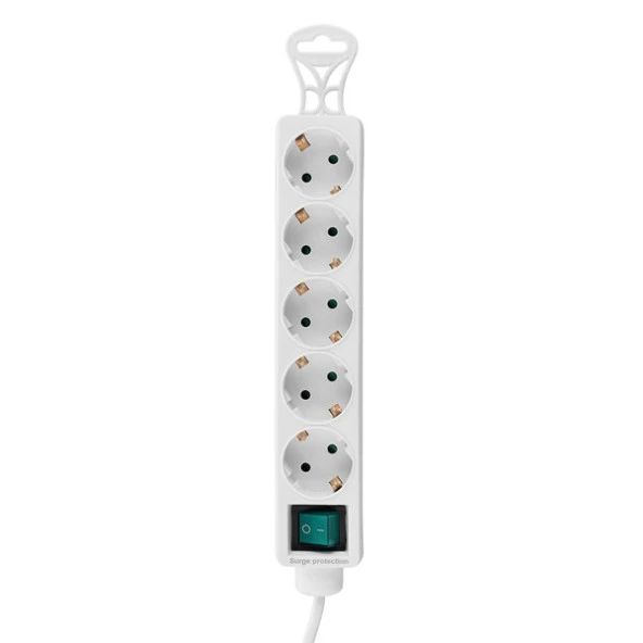 S-link SPG-F05 1.5m 306 Joule Euro Soket 3G1.0mm Tam Bakır 5'li Akım Korumalı Beyaz Priz Çoklayıcı ürün görseli 1