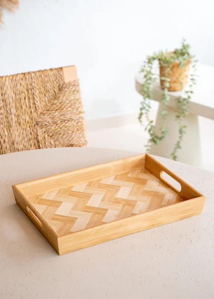 The Mia Wicker Bambu Tepsi 40x30 cm TPS0073 - Resim 4