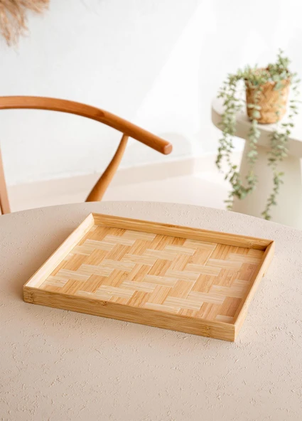 The Mia Wicker Bambu Tepsi 31x25 cm TPS0066 - Resim 4