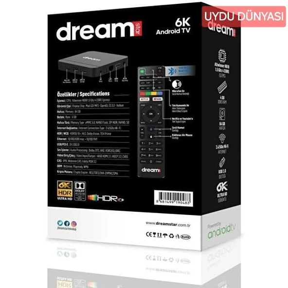 Dreamstar i6 64 GB 6K Android TV Box - Resim 3