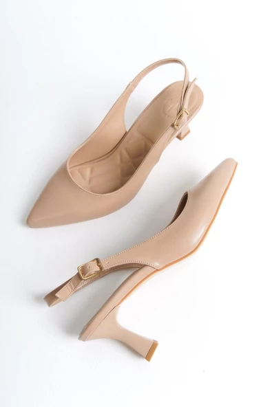 Kas Ten Mat Stiletto Arkası Açık Kadeh Topuklu Ayakkabı ürün görseli 1