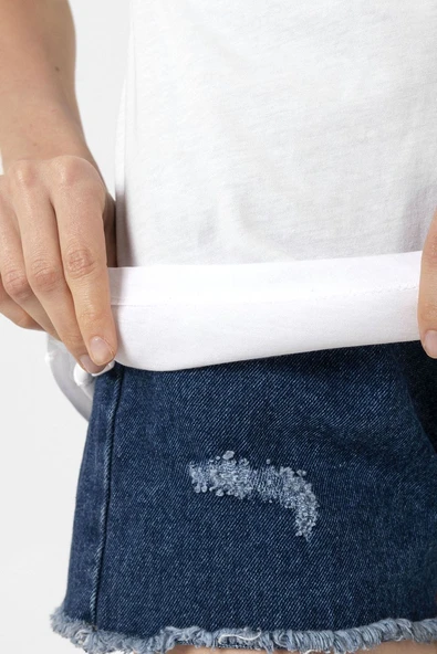 Shake Hands Icon Beyaz Kadın Bisikletyaka Tshirt - Resim 2