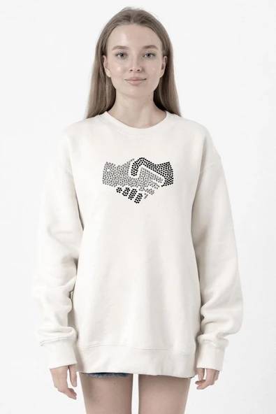 Shake Hands Icon Beyaz Kadın 2ip Sweatshirt ürün görseli 1