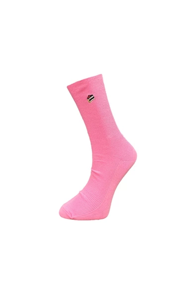 Me-vo Tekli Pembe Renkli Bay/Bayan Unisex Esnek Nem Alabilen Pamuklu Pasta Desenli Soket Çorap ürün görseli 1