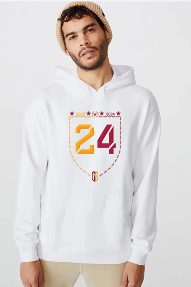 24 Şampiyonluk Beyaz Erkek 3ip Kapşonlu  Sweatshirt ürün görseli 1