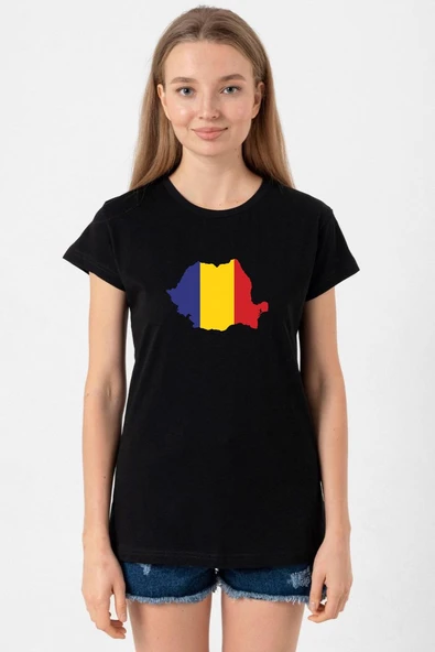 Euro 24 Romania Siyah Kadın Tshirt ürün görseli 1