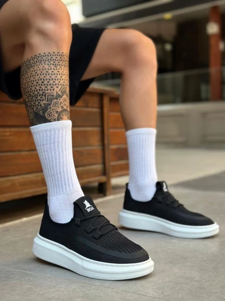 BA0375 Özel Örme Triko Tarz Siyah Renk Spor Ayakkabı ürün görseli 1