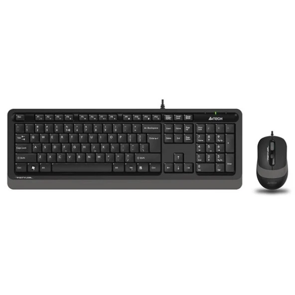 A4 TECH F1010 USB Q Trk Optic Mouse Siyah/Gri Standart Klavye - Mouse Set ürün görseli 1
