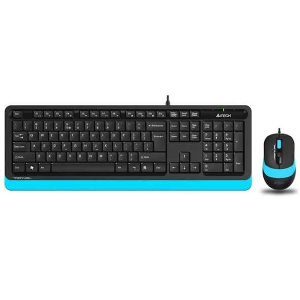 A4 TECH F1010 USB Q Trk Optic Mouse Siyah/Mavi Standart Klavye - Mouse Set ürün görseli 1