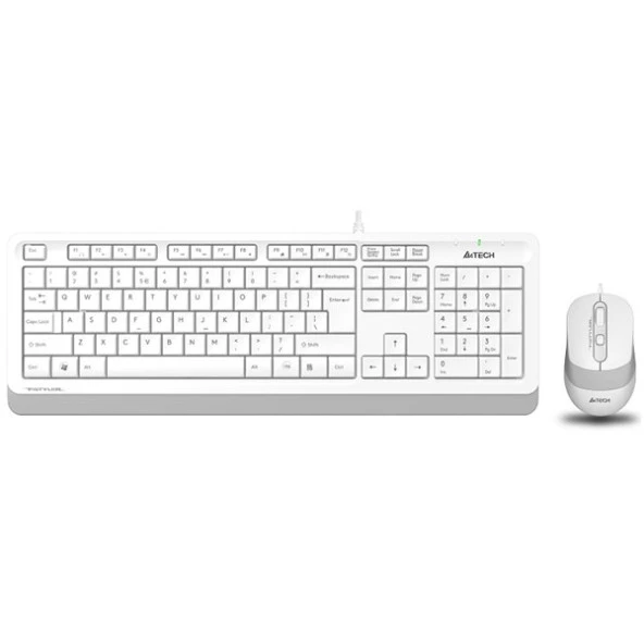 A4 TECH F1010 USB Q Trk Optic Mouse Beyaz/Gri Standart Klavye - Mouse Set ürün görseli 1