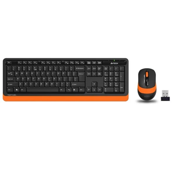 A4 TECH FG1010 Kablosuz Q Trk Optic Mouse Siyah/Turuncu Multimedya Klavye - Mouse Set ürün görseli 1