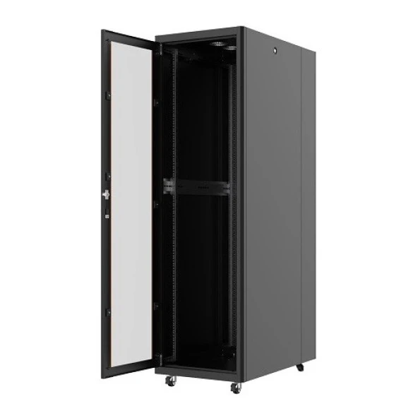 AGER 26U 600x1000mm Dikili Tip Siyah Kabinet Vega AG-VB26U6010S1 Cam Kapak ürün görseli 1