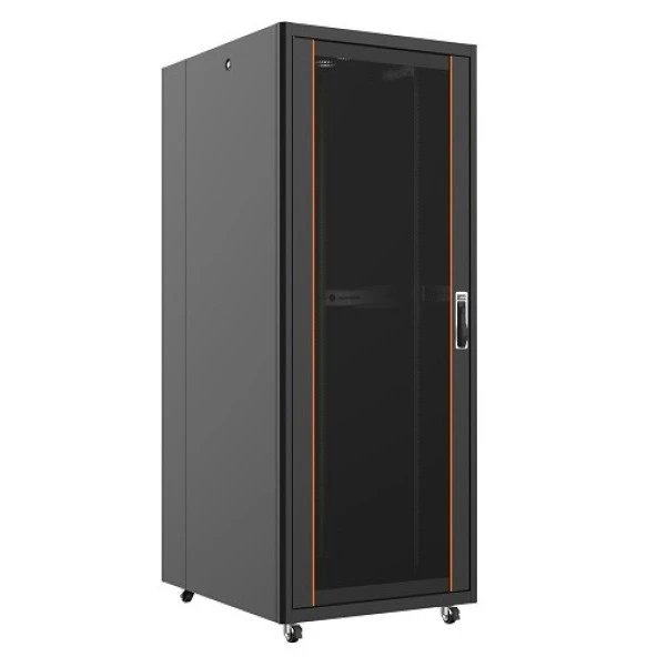 AGER 42U 800x1000mm Dikili Tip Siyah Kabinet Vega AG-VB42U8010S1 Cam Kapak ürün görseli 1