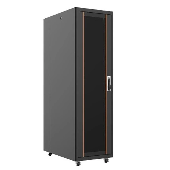 AGER 22U 600x1000mm Dikili Tip Siyah Kabinet Vega AG-VB22U6010S1 Cam Kapak ürün görseli 1