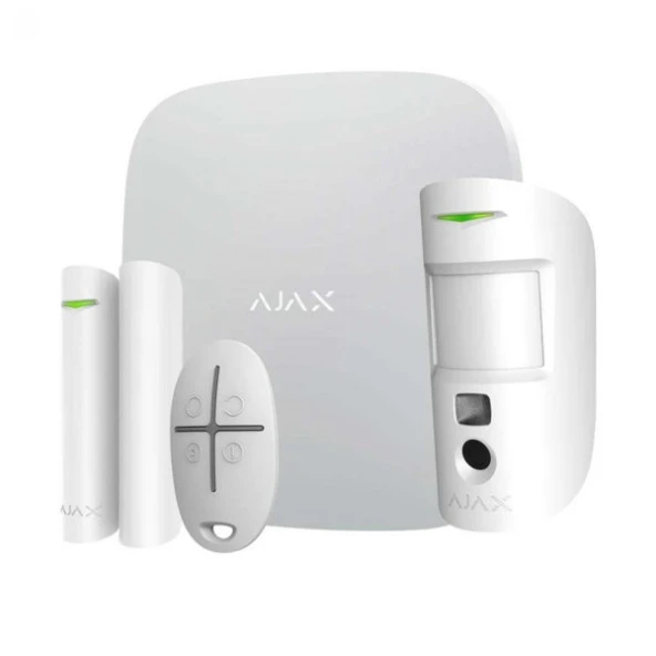 AJAX Starter Hub Kit Plus Kablosuz Alarm Seti Keypad Yok Beyaz ürün görseli 1