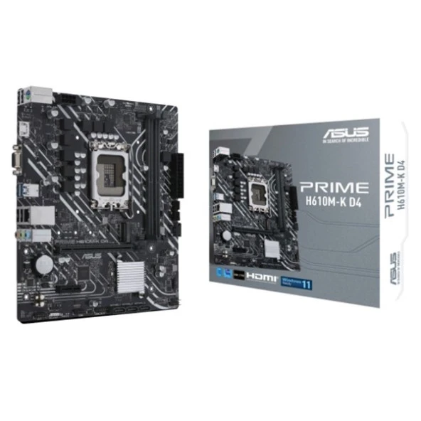 ASUS PRIME H610M-K D4 DDR4 M2 PCIe NVME HDMI PCIe 16X v4.0 1700p mATX ürün görseli 1