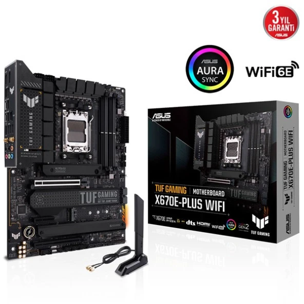 ASUS TUF GAMING X670E-PLUS DDR5 HDMI DP PCIe 16X v5.0 AM5 ATX ürün görseli 1