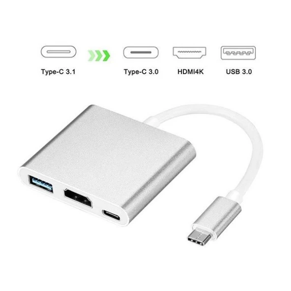 CODEGEN CDG-CNV39 0.15metre TYPE-C -HDMI_USB 3.0_TYPE-C Çevirici Adaptör Gümüş 1080p ürün görseli 1