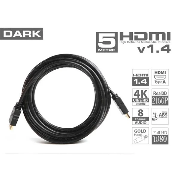 DARK DK-HD-CV14L500 5metre HDMI & HDMI Görüntü Kablosu 3D Gold 1.4v ürün görseli 1
