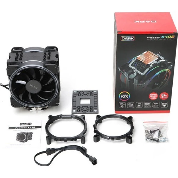 DARK FREEZER X128 DKCCX128 RGB Hava Soğutmalı AM5-1700p Dual İşlemci Fanı 220w ürün görseli 1