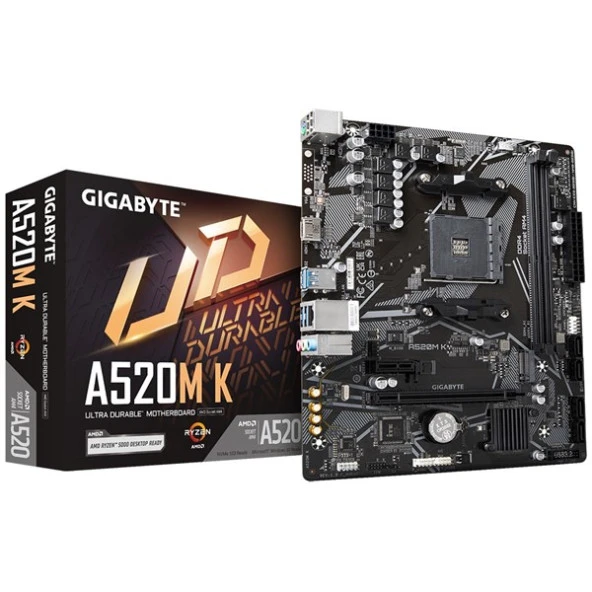 GIGABYTE A520M K v2 DDR4 HDMI PCIe 16X v3.0 AM4 mATX ürün görseli 1