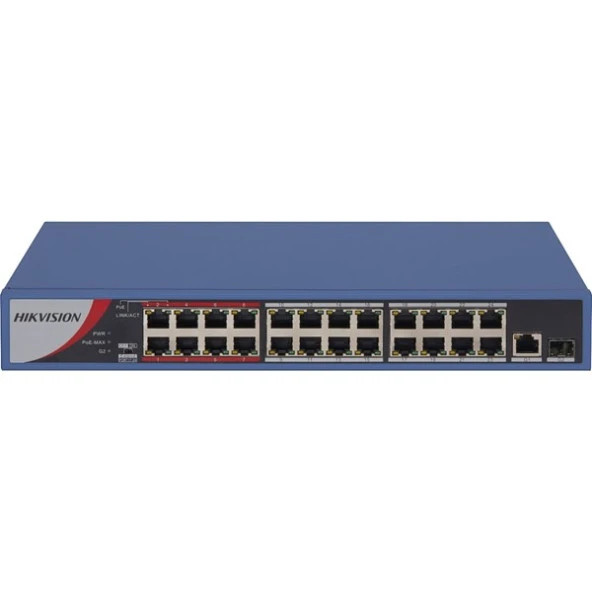 HIKVISION 24port 230w FULL PoE DS-3E0326P-E/M(B) 10/100 1X-UPLINK Yönetilemez Switch ürün görseli 1