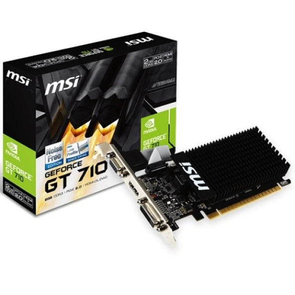 MSI GT710 2GB 2GD3H-LP DDR3 64bit HDMI DVI PCIe 16X v2.0 Low Profile,Fansız ürün görseli 1