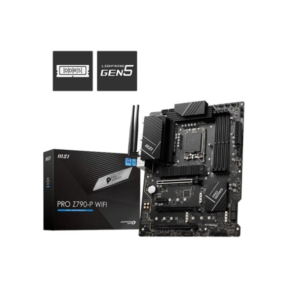 MSI PRO Z790-P WIFI DDR5 M2 PCIe NVME HDMI PCIe 16X v5.0 1700p ATX ürün görseli 1