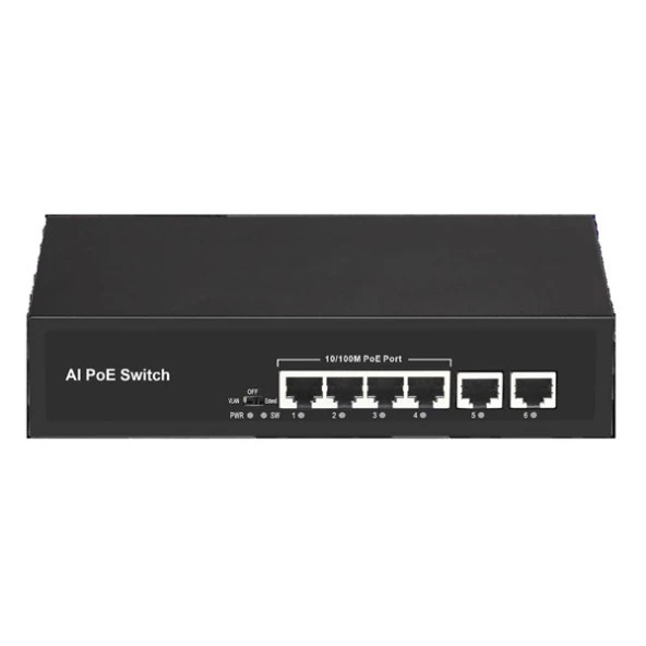 ODS 4port +2 UPLINK 60w FULL PoE 08ODS-4P2U 10/100 Yönetilemez Switch ürün görseli 1