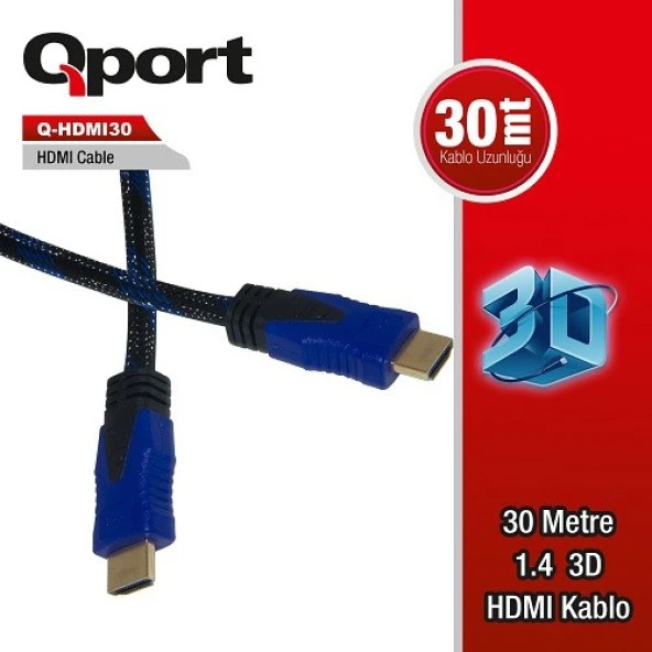 QPORT HDMI30 30metre HDMI Görüntü Kablosu 3D Gold 1.4v ürün görseli 1