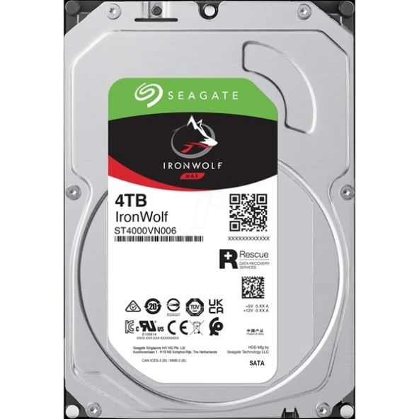 SEAGATE 3.5" 4TB IRONWOLF ST4000VN006 5400 RPM 256MB SATA-3 NAS Diski ürün görseli 1