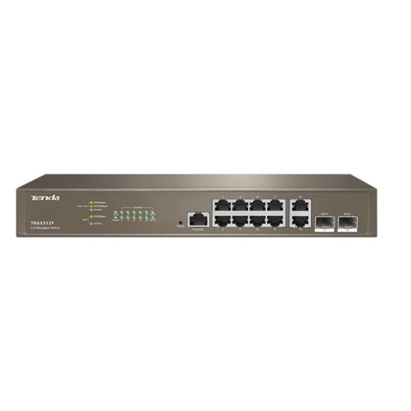 TENDA 10port TEG5312F GIGABIT 2X SFP Yönetilebilir Switch Masaüstü ürün görseli 1