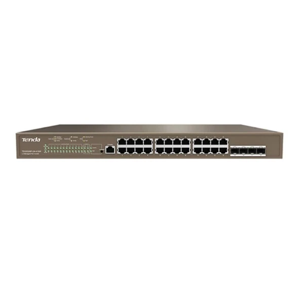 TENDA 24port 410W FULL PoE TEG5328P-24-410W GIGABIT 4X SFP Yönetilebilir Switch RackMount ürün görseli 1