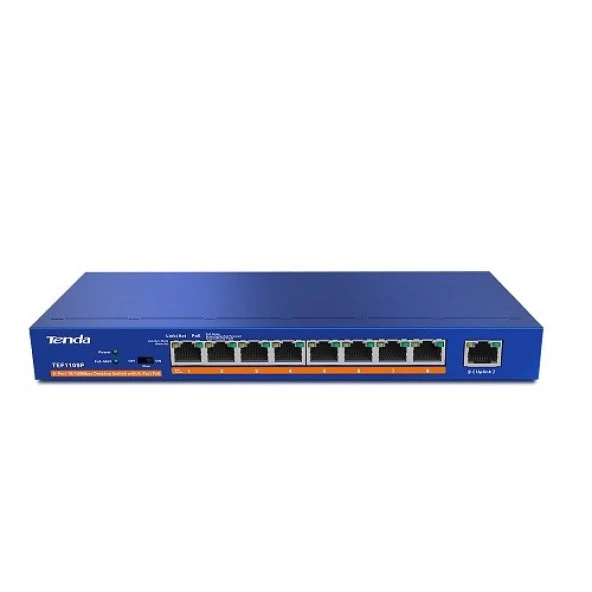 TENDA 9port 63w 8port PoE TEF1109P-8-63W 10/100 Yönetilemez Switch ürün görseli 1
