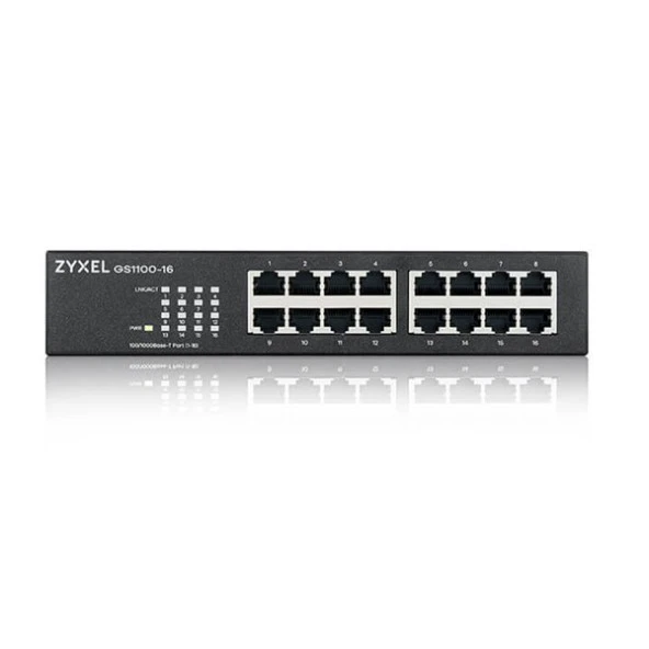 ZyXEL 16port GS1100-16 v3 GIGABIT Yönetilemez Switch Masaüstü ürün görseli 1