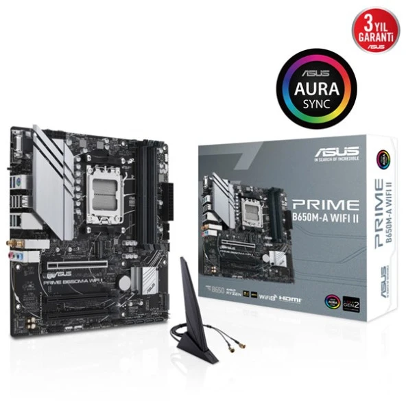 ASUS PRIME B650M-A WIFI II DDR5 HDMI DP PCIe 16X v4.0 AM5 mATX ürün görseli 1