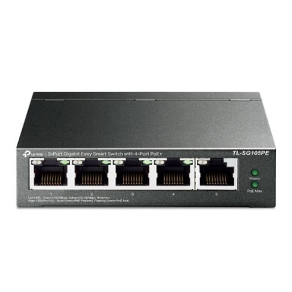 TP-LINK 5-PORT 65W 4-PORT POE TL-SG105PE GIGABIT YÖNETİLEBİLİR POE SWITCH ürün görseli 1