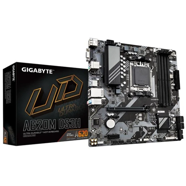 GIGABYTE A620M-DS3H DDR5 HDMI DP PCIe 16X v4.0 AM5 mATX ürün görseli 1