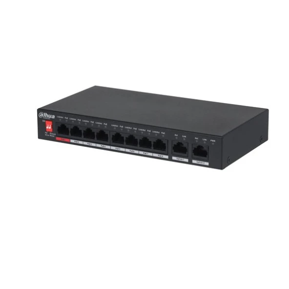 DAHUA 8port 96w FULL PoE DH-PFS3010-8ET-96 10/100 2X-Gigabit Yönetilemez Switch ürün görseli 1