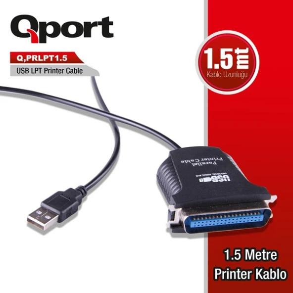 QPORT Q-PRLPT1.5 1.5metre Paralel Yazıcı Kablosu ürün görseli 1