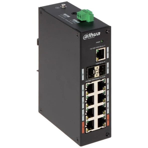 DAHUA 8port FULL PoE PFS3211-8GT-120-V2 GIGABIT Yönetilemez Endüstriyel Switch ürün görseli 1