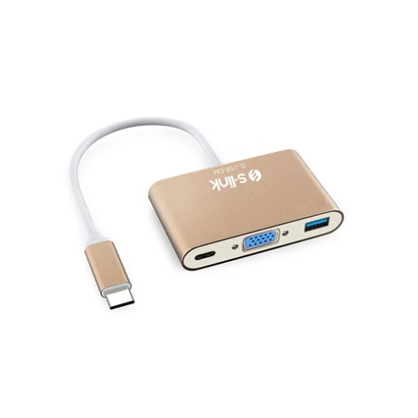 S-LINK SL-USB-C66 0.15metre TYPE-C-USB 3.0_VGA Çevirici Adaptör 4K ürün görseli 1